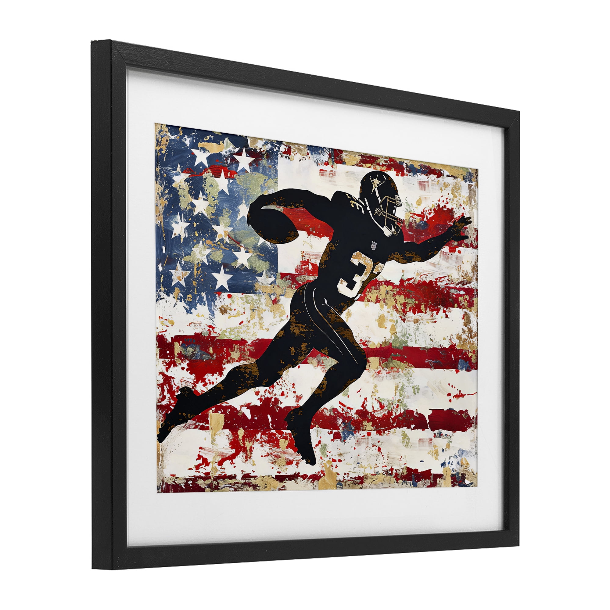 Stupell Industries Gridiron Glory Player Black Framed Print Under Glass, design by Ray Powers