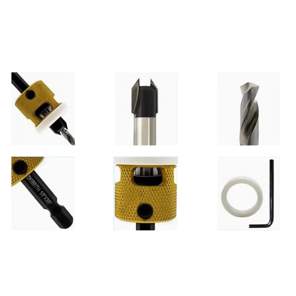 3 Pcs Countersink Drill Bit Set Replaceable With Adjustable Depth Stop Plastic