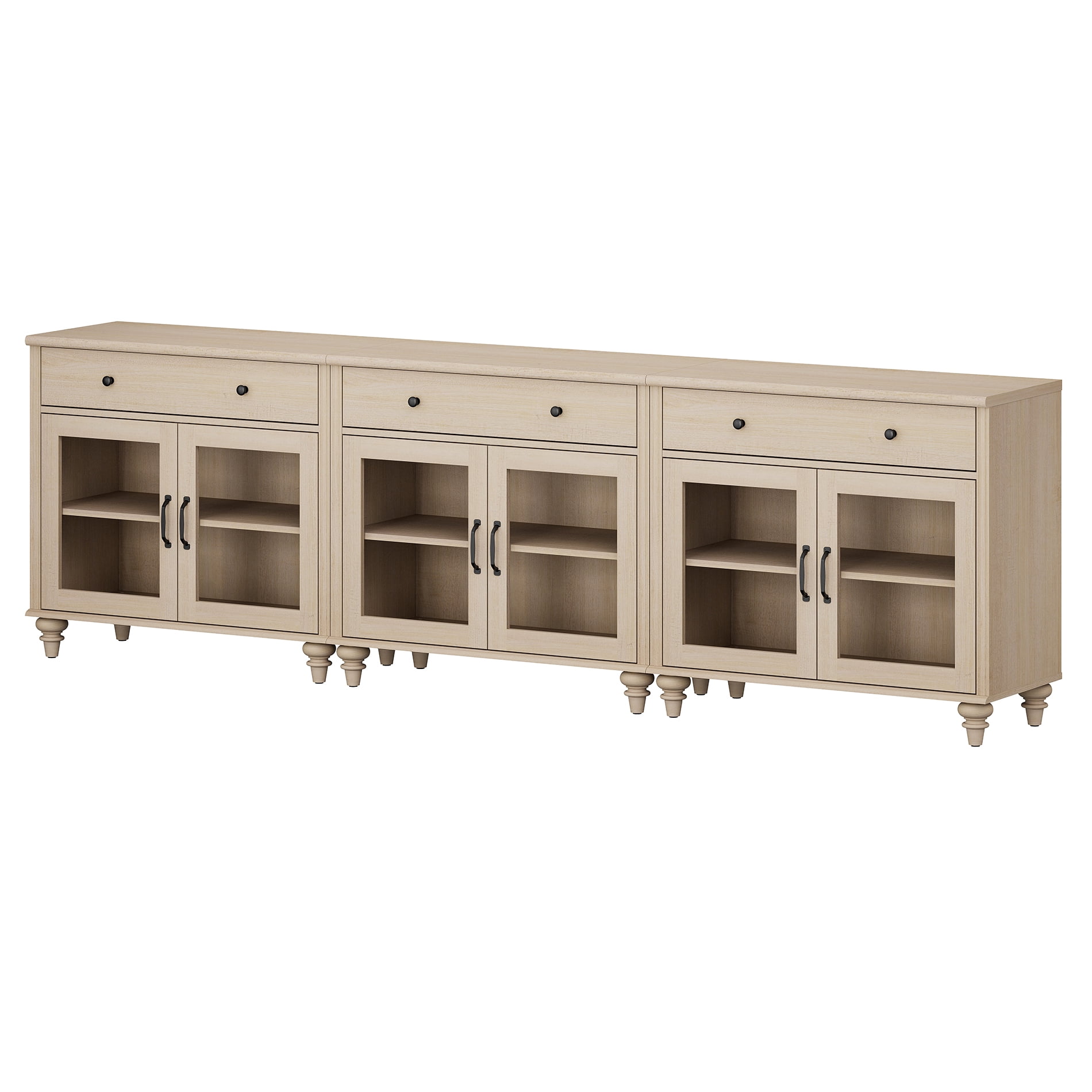 TV Stand For 100 Inch TV Inch TV, 3-In-1 TV Console Table For 75/80/85/90 Inch TV, Entertainment Center With 3 Drawers And 6 Doors, Beige