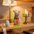 thumbnail image 3 of 3.54in Resin Easter Bunny Couple Figurine 2 Rabbits Tabletop Decorations for Shelf Desk Spring Display, 3 of 5