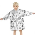 thumbnail image 3 of Black and White Football Elements Pattern Blanket Hoodies for Kids 6-13YR Oversize Wearable Blanket Hoodies for Boys Girls Teens, 3 of 7