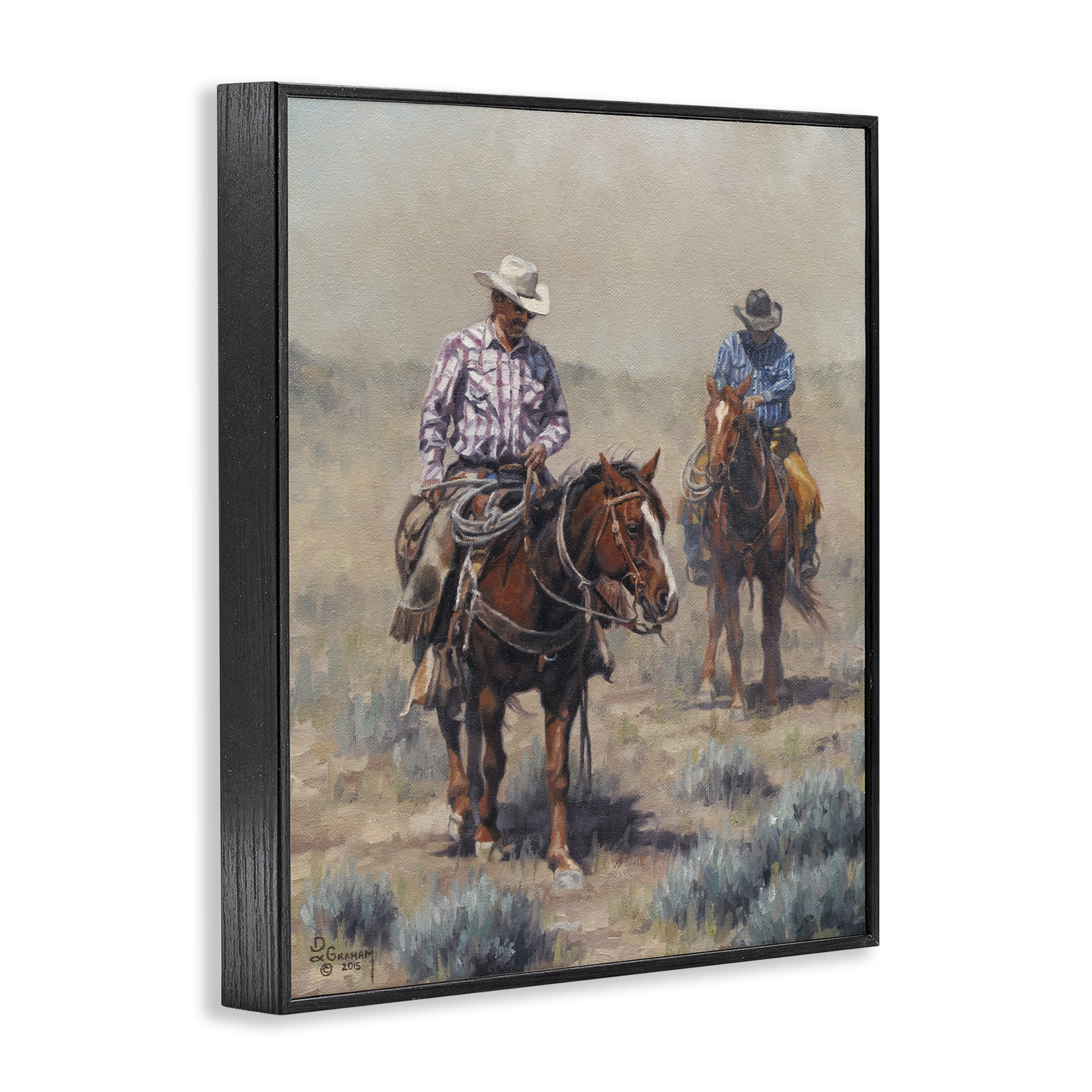 Stupell Industries Dust Bowl Cowboys Animals & Insects Painting Black Framed Art Print Wall Art, 11 x 14