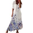 thumbnail image 2 of Homenesgenics Summer Dresses for Women Loose Maxi Fashion Women V Neck Printing Short Sleeve Dress Loose Long Dress, 2 of 6