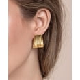 thumbnail image 3 of PRIYAL Gold Chunky Statement Earrings for Women by SNGIA, Small Handmade Trendy Stud Ribbed Jewelry Gifts, Rectangle Huggies Fashion Button Accessories, 3 of 5