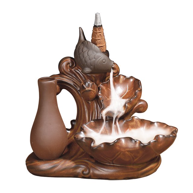Dekaim Incense Burner Decor Classical Type Fish Ceramic Incense Holder Backflow Burner Home Office Decoration Gift