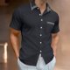 thumbnail image 1 of Ceisia Men Solid Color Casual Fashion Short Sleeve Turndown Collar Button Gift Front Daily Outdoor Versatile Shirt Top, 1 of 8