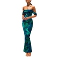 thumbnail image 1 of Vestido largo PRETTYGARDEN para mujer, ajustado fruncido, verde y floral, 1 of 9