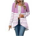 thumbnail image 2 of Dasayo Women Tops Fall Open Front Long Sleeve Pink Striped Lightweight Cardigans Women's Blouses XL, 2 of 7