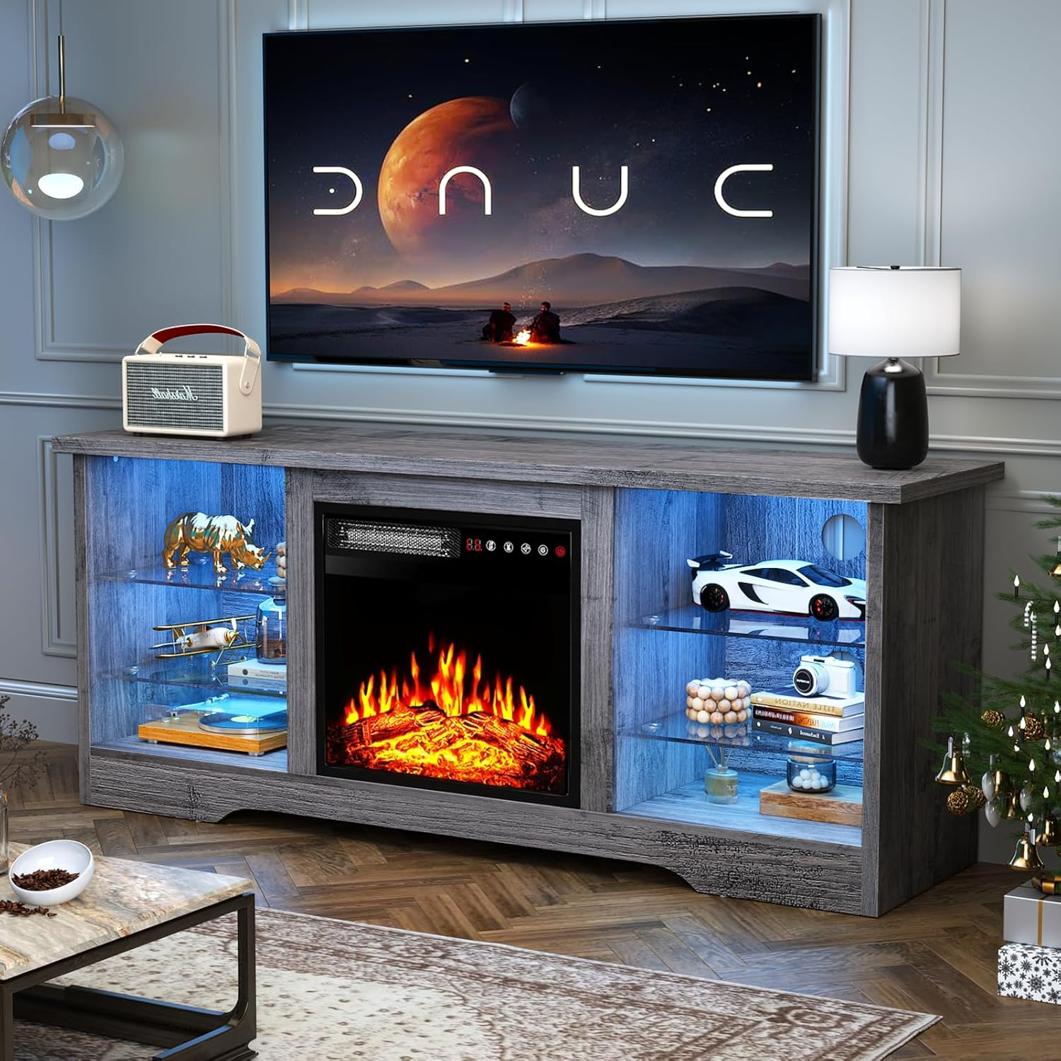 Waleaf 65" Fireplace TV Stand with 18" Electric Fireplace photo 5