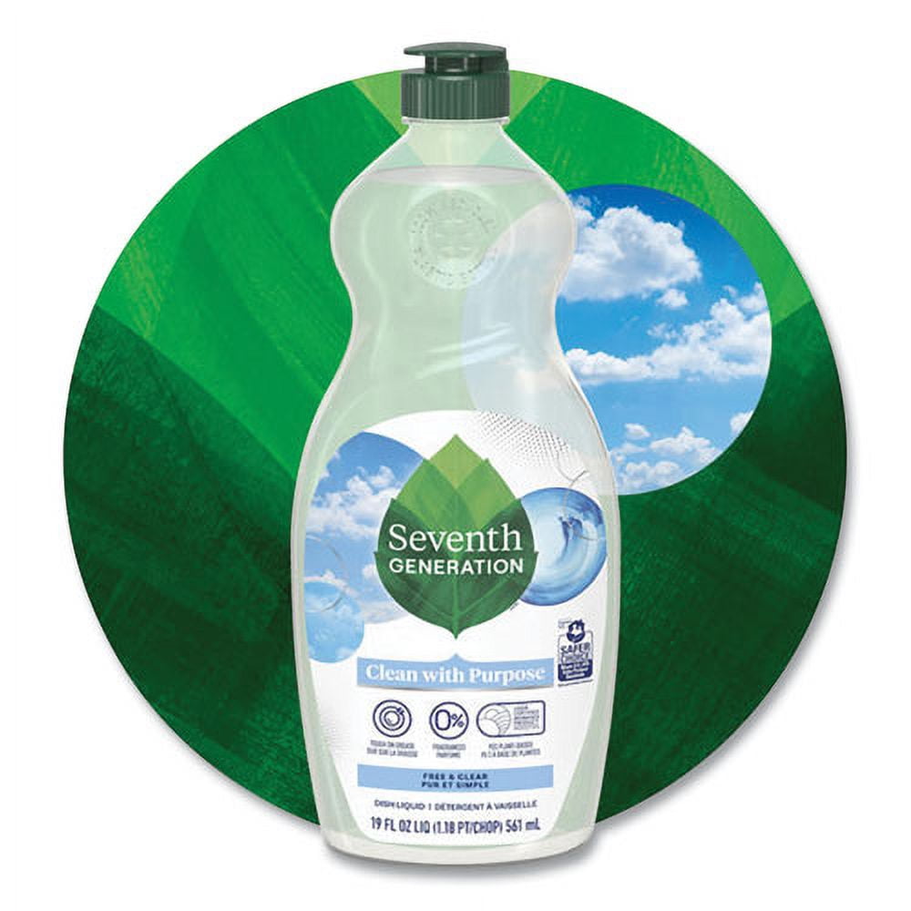 natural dishwashing liquid, free and clear, 19 oz bottle, 6/carton | Bundle of 2 Cartons