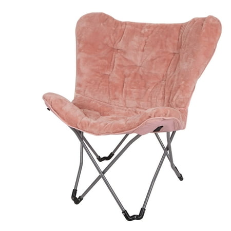 Mainstays Faux Fur Butterfly Folding Chair, Pink