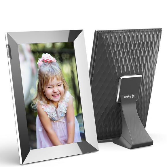 Nixplay 10.1 inch Touch Screen Digital Picture Frame with WiFi (W10K) - Polished Steel - Share Photos and Videos Instantly via Email or App