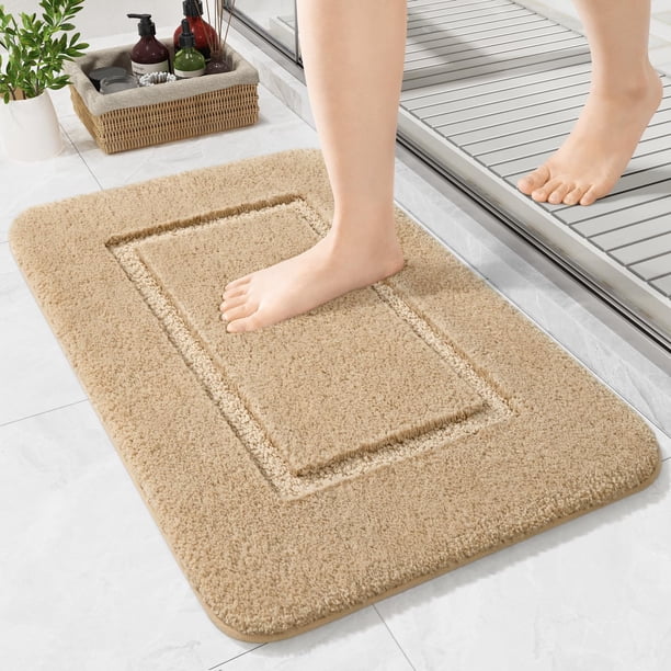 Alfombra de baño LOCHAS pequeña para baño, 60 x 43 cm, antideslizante, color beige