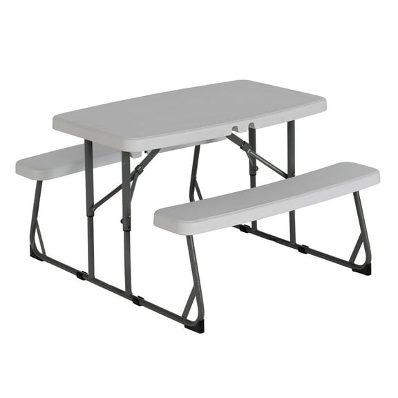 Peakform 37.8" Rectangular Folding Picnic Table Double Bench Seating, White
