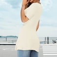 thumbnail image 6 of Women Summer Tops Womens Front Knotted V Neck Blouse T Shirt Short Sleeve Oversized Tunic Tops Summer Solid Pullover Tees Pocket Patch Scrub T Shirt Fancy Shirts Women Button up Long Sleeve Beige L, 6 of 9
