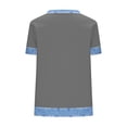 thumbnail image 5 of Craaazy Women's Solid Color Waffle Knit Crewneck Short Sleeve Denim Prints Trim Blouse Loose Fit Casual Top Gifts, 5 of 5