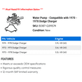 thumbnail image 2 of Water Pump - Compatible with 1970 - 1978 Dodge Charger 1971 1972 1973 1974 1975 1976 1977, 2 of 2