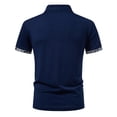 thumbnail image 6 of VEKDONE Men's Golf Shirt Casual Short Sleeve Button Up Collared T-Shirt with Leopard Print Trim Summer Business Work Shirts Navy M, 6 of 9