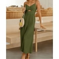 thumbnail image 5 of Women's Summer Casual Spaghetti Straps Sleeveless V Neck Cutout High Waist Wide Leg Jumpsuits Rompers with Pockets, 5 of 5