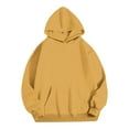 thumbnail image 3 of Oversized Hoodies with Pocket Women Cotton Plain Pullover Hooded Sweatshirts Sweater Long Sleeve Fleece Lined Tops (M, Yellow), 3 of 5