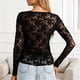 thumbnail image 5 of AUNVITO Women's Sheer Lace Long Sleeve Slim Fit Top Elegant and Sexy Style, 5 of 7