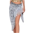 thumbnail image 2 of SEMPAI Belly Dance Hip Scarf Skirt Fringe Sequin Wrap Latin Salsa Costume Waist Shawl for Women Performance, 2 of 4