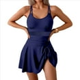 thumbnail image 2 of Traje de Baño de una Pieza para Mujer, Traje de Baño con Control de Abdomen, Tirantes Ajustables, Azul Marino, Talla S, 2 of 10