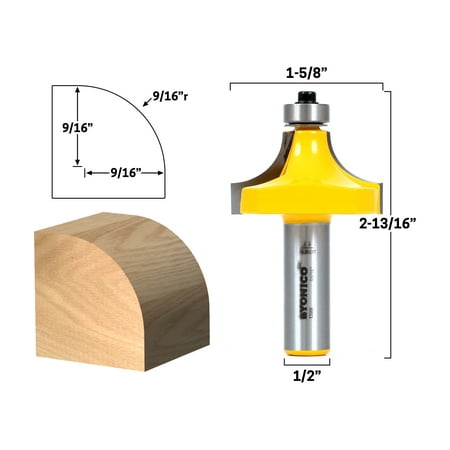 

Yonico 9/16 Radius Round Over Edge Forming Router Bit - 1/2 Shank - 13966