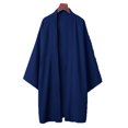thumbnail image 1 of Men Black Samurai Robe Loose Asian Traditional Beach Kimono Sunscreen Coat, 1 of 6