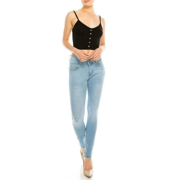 Wax Women S Juniors Butt I Love You Push Up High Rise 3 Button Skinny Jeans Walmart Com Walmart Com