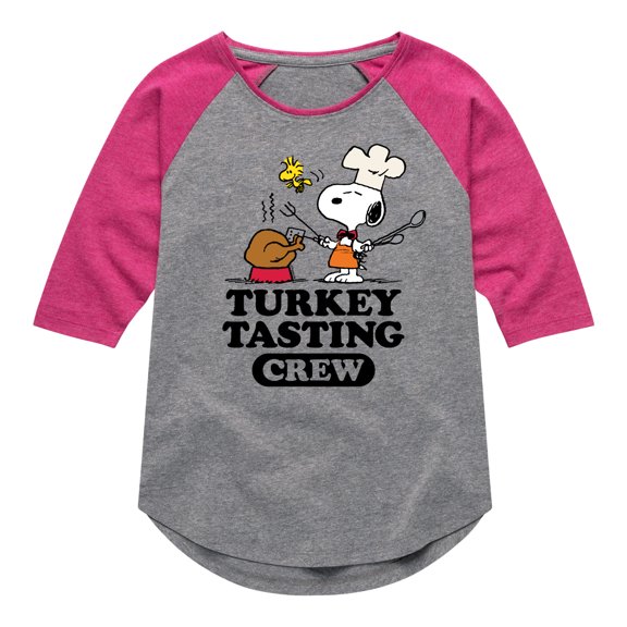 Peanuts - Turkey Tasting Crew - Toddler And Youth Girls Raglan Graphic T-Shirt