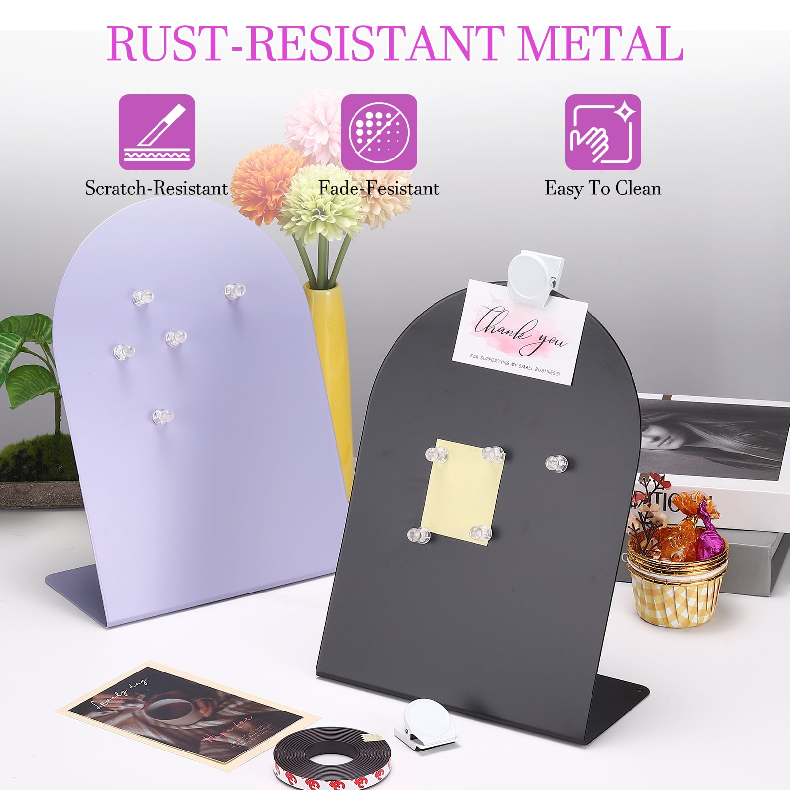 Uxcell Magnetic Bulletin Board, Memo Magnet Display Stand Board with Magnetic Accessory Set for Home Office Kitchen, Black