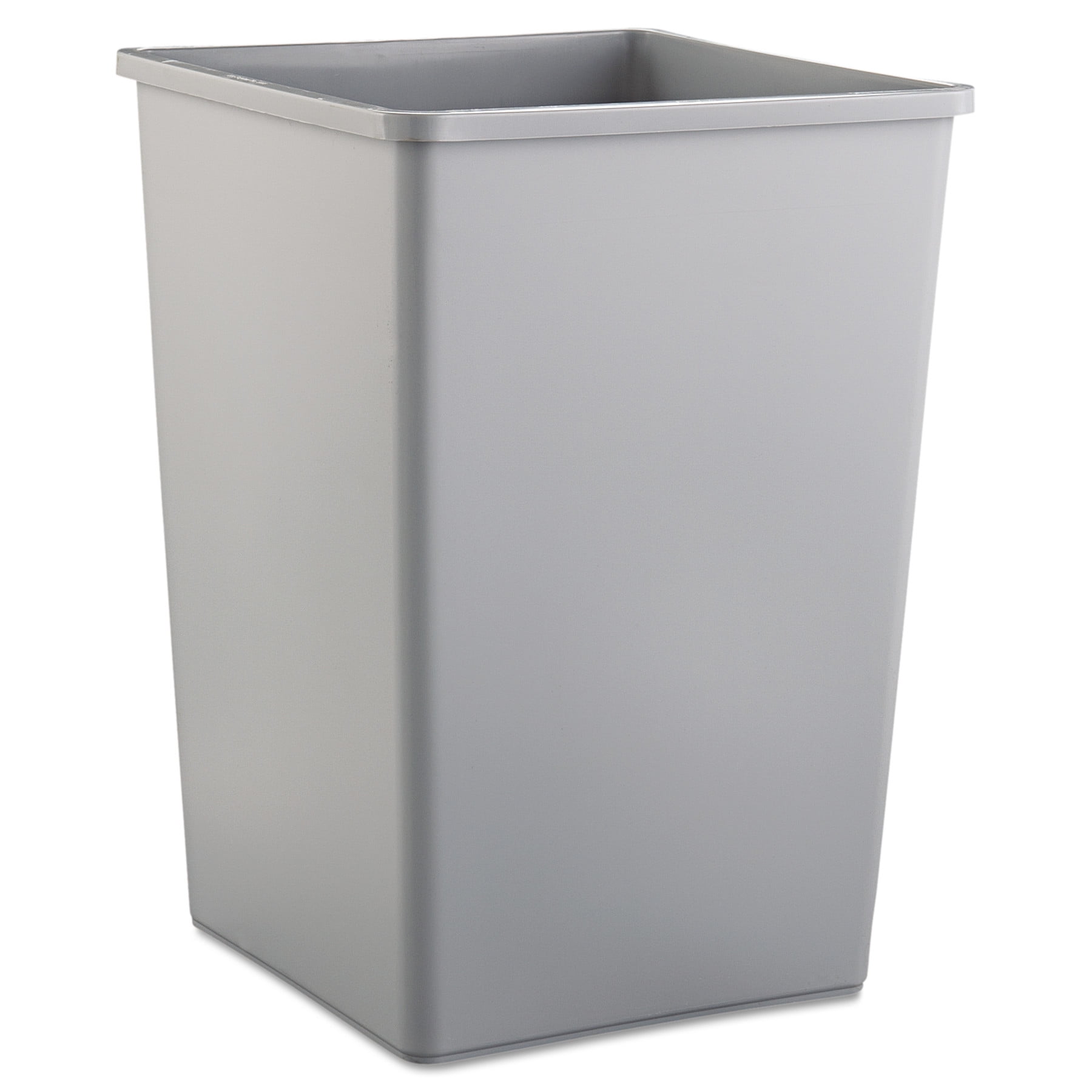 Rubbermaid Commercial Untouchable Square Trash Can, Plastic, 35 gal, Gray RCP3958GRA