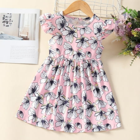 

QISIWOLE Infant Toddler Baby Girls Middle And Small Children s Flying Sleeve Print Dress Princess Dress Discount