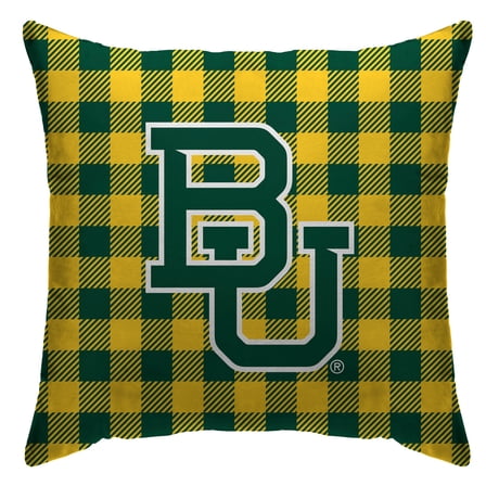 Green Baylor Bears 18'' x 18'' Buffalo Check Sherpa Decorative Pillow