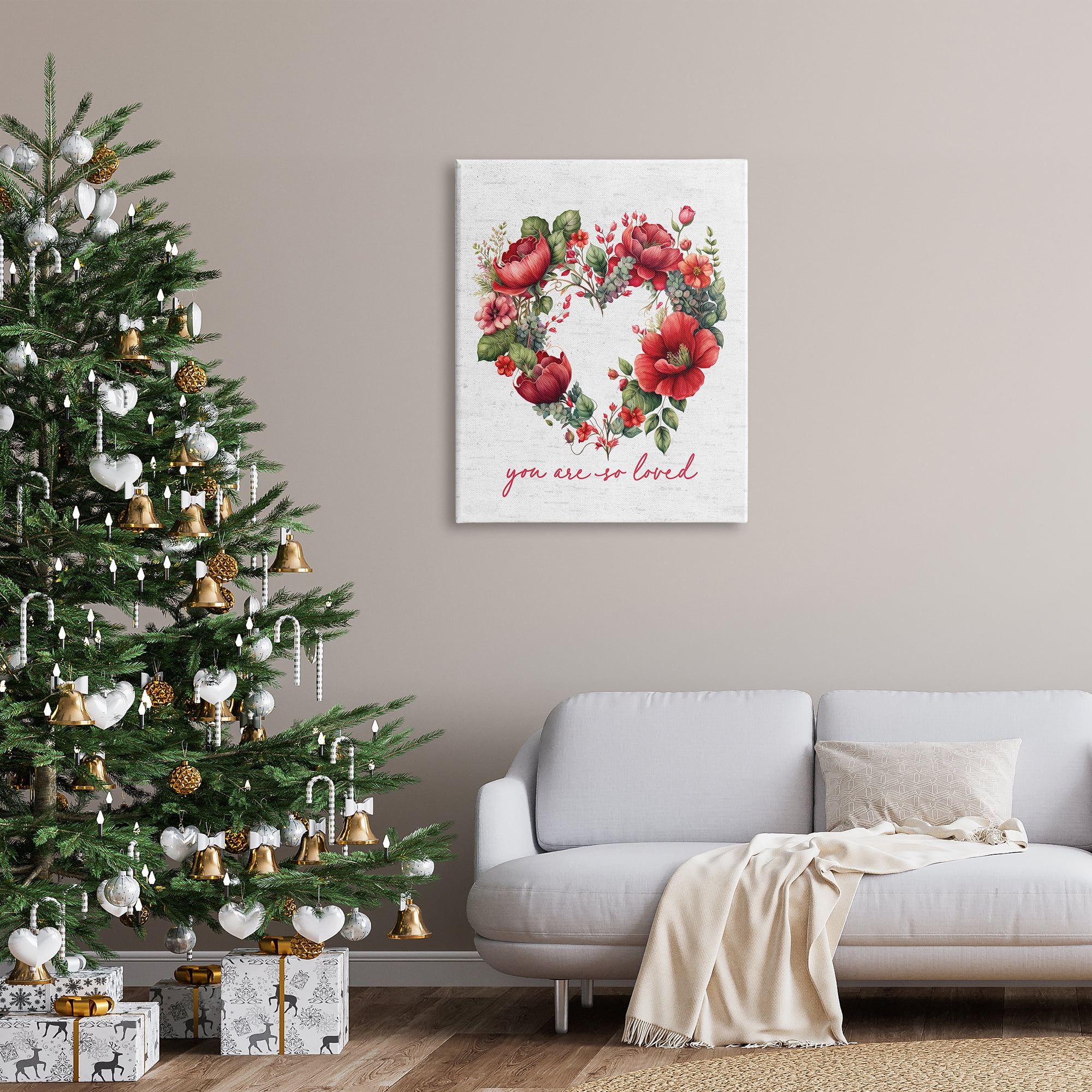 Stupell Industries Valentine's Heart Shaped Wreath Botanical & Floral Painting Gallery Wrapped Canvas Art Print Wall Art, 30 x 40