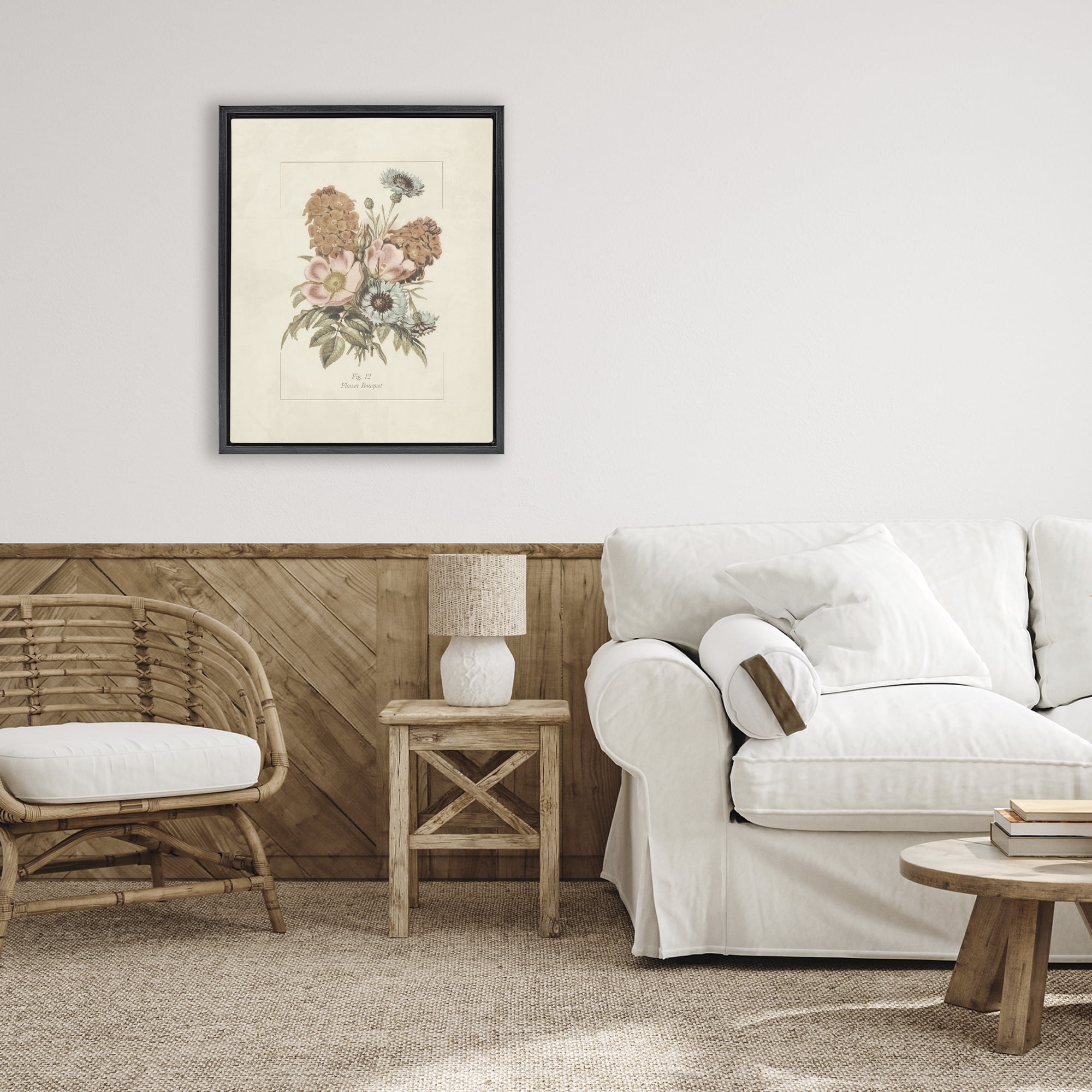 Stupell Industries Flower Bouquet Vintage Blossoms Black Framed Floater Canvas Wall Art, design by Dan Meneely