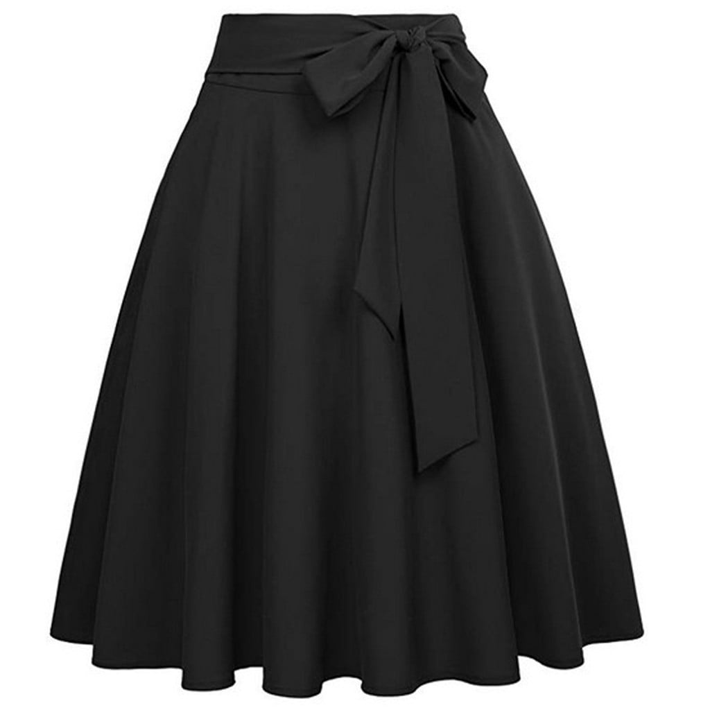 Ruziyoog High Waisted Drawstring A Line Skirt Womens Pleated Flared Midi Skirt Casual Fashion