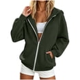 thumbnail image 3 of Sweatshirt Jackets for Women Plus Size Hooded Long Sleeve Solid Color Zipper Sweatshirt with Plush Lining Winter Fashion Jacket for Casual Cozy Loungewear, 3 of 8