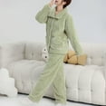 thumbnail image 5 of SWSMCLT Women's 2 Piece Pajama Set Cute Pjs Long Sleeve Loose Lounge Lounge Set Thick Fuzzy Fleece Trendy Spring Green Large, 5 of 5