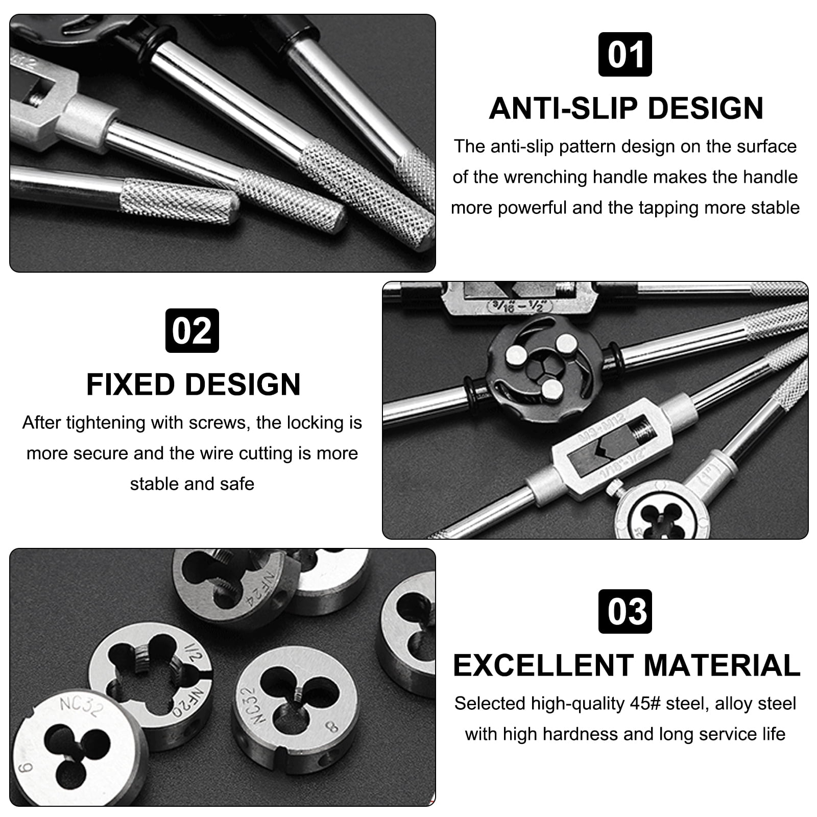 Victool 60pcs Tap and Die Set Metric or SAE Standard Taps and Dies Set Internal External Threading Tool