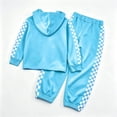 thumbnail image 5 of OYXSER Girls 2 Piece Plaid Lounge Set Cropped Hoodie and Sweatpants Jogger Pants Activewear Outfit, Sky Blue 13-14Y, 5 of 9