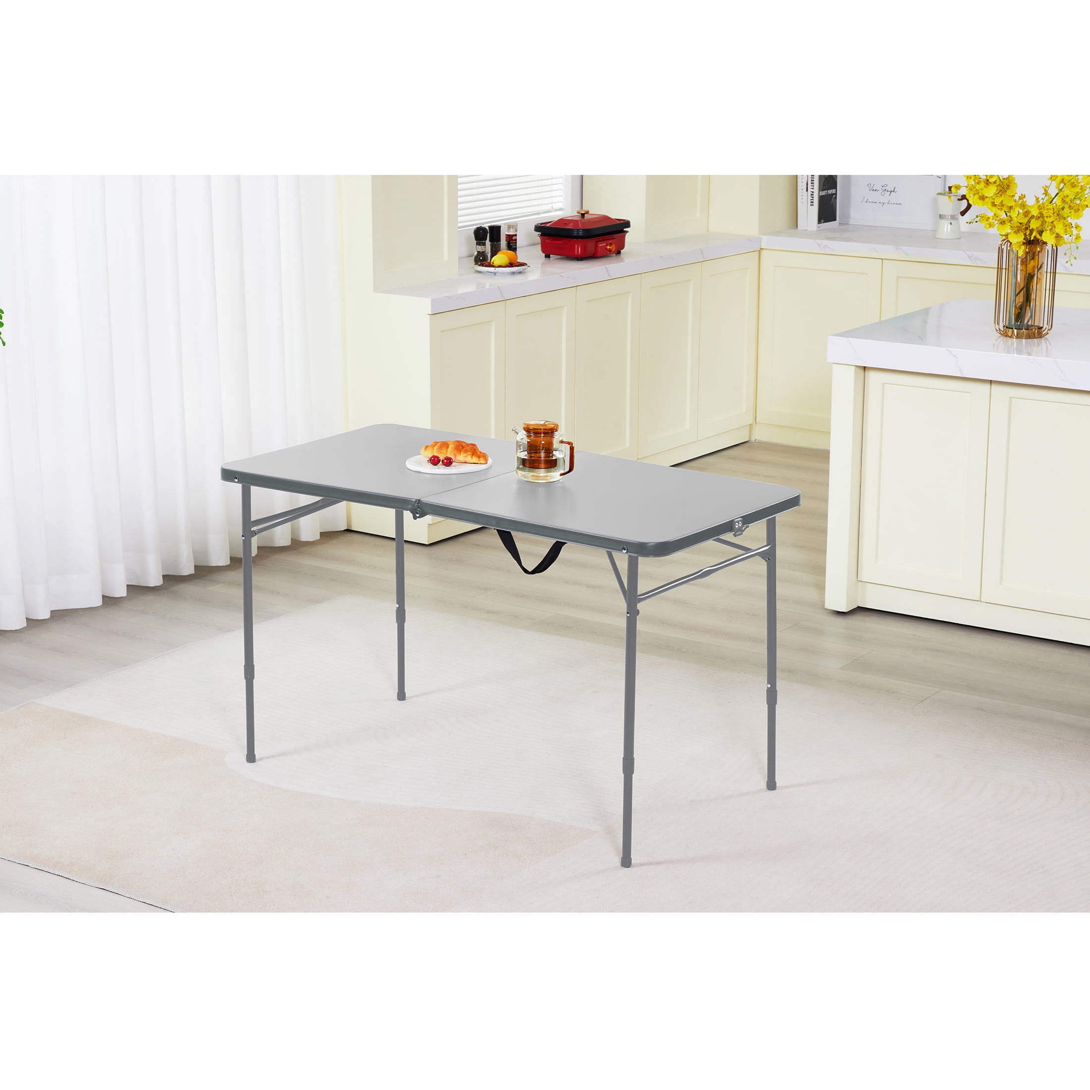 Mainstays 40" Adjustable Height Centerfold Folding Table, Gray