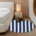 thumbnail image 3 of Navy Blue Striped Large Area Rugs for Bedroom Living Room, Soft Non Slip Carpet Bedside Rug, Modern Farmhouse Blue White Stripes Round Floor Cover Kitchen Accent Rug 3' for Dining Room/Office, 3 of 9