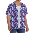 thumbnail image 2 of Sikiie Skull Flower Men's Wrinkle Free Untucked Cuban Shirt Business Casual Button Down Shirts Short Sleeve ShirtMedium, 2 of 5