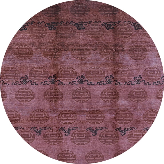 Ahgly Company Indoor Round Oriental Light Blue Industrial Area Rugs, 6' Round