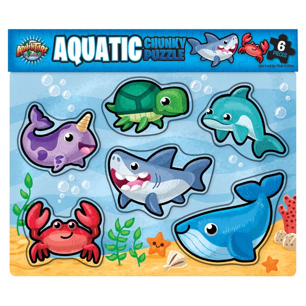 Aquatic Chunky Kids Puzzle Underwater Animals Educational Toddler Toy 6 Pcs Walmart Com