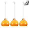 thumbnail image 1 of FSLiving Dimmable Juno Track Light Pendants, 3.2 Ft, J-Type Track Mounted Remote Control Natural Wood Socket Globe Gradient Orange Glass Cover Chandeliers 3 Lights for Kitchen Ceiling Customizable, 1 of 7