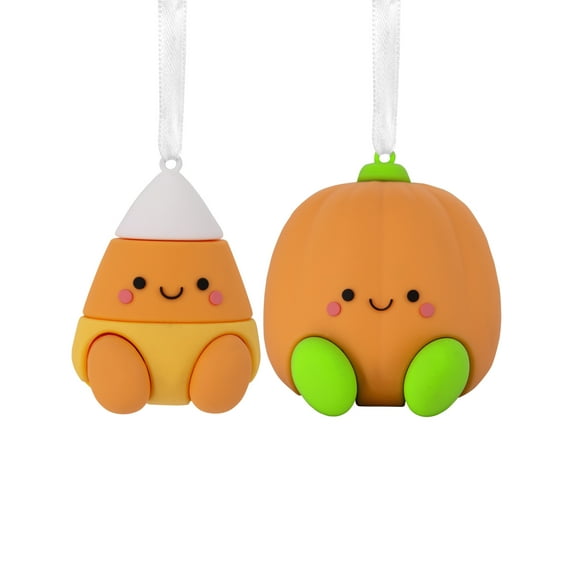 Hallmark Ornaments (Better Together Pumpkin and Candy Corn Magnetic, Shatterproof), Set of 2