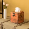 thumbnail image 2 of Square Wooden Rustic Lockable Tissue Box Cover Holder, 2 of 7